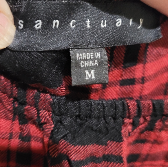 Sanctuary Julia Black & Red Plaid Top Size Medium - Picture 3 of 4
